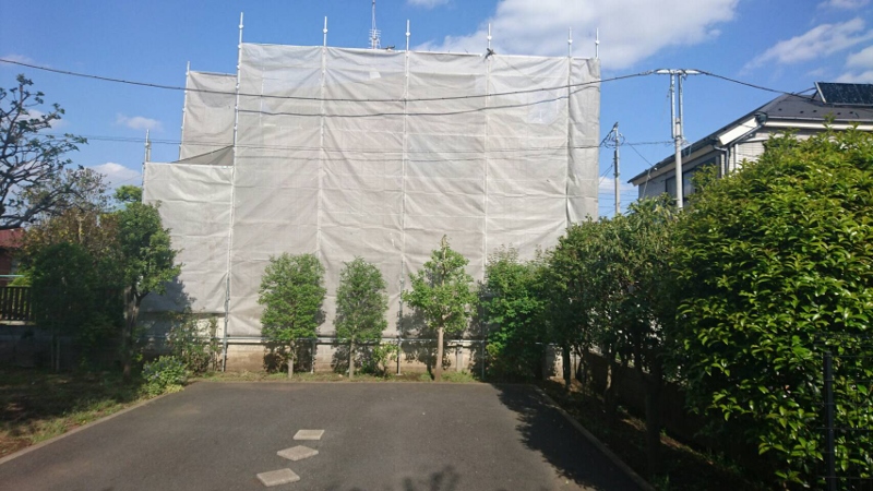 足場の組み立てが完了