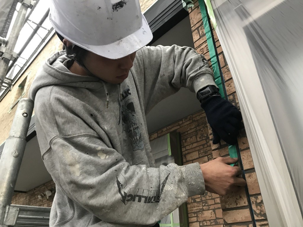 シーリングの養生作業