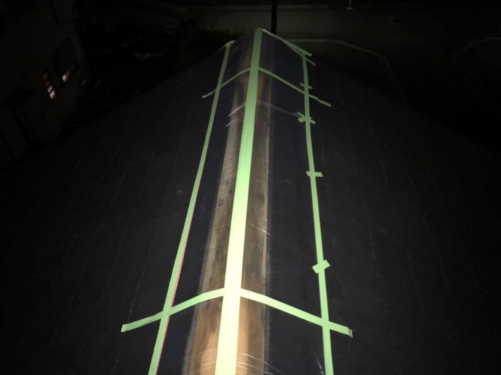 棟板金の仮補修後