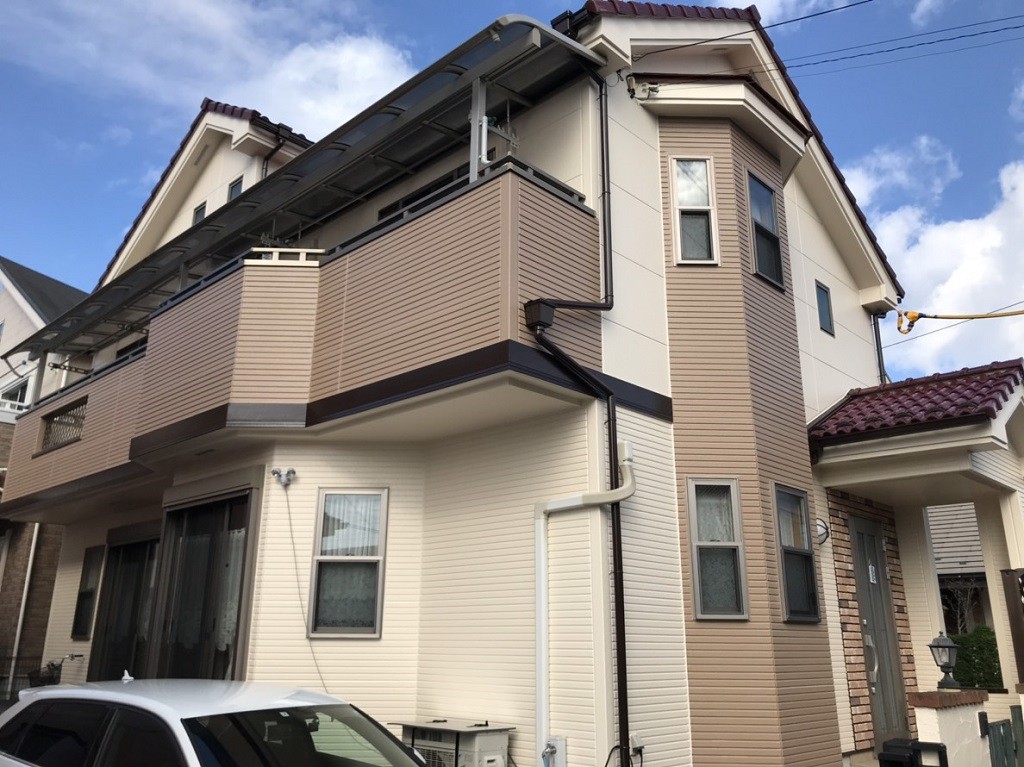 塗装工事完工後の仮設足場の解体
